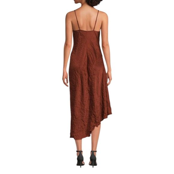 A.L.C. Pixie Midi Slip Dress Brown 6 Asymmetrical Cowl Neck Satin Wedding - Picture 2 of 7